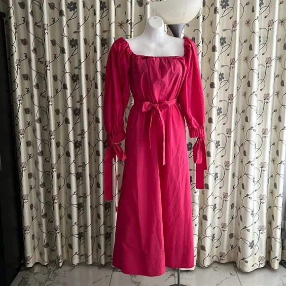 open lace back dress Staud // Red Maui Floral Sheer Dress  VSP Consignment